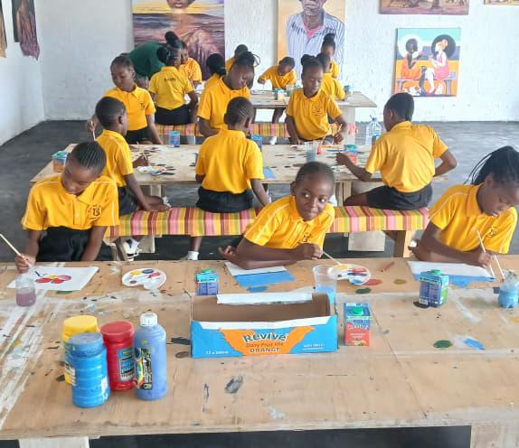 Students painting